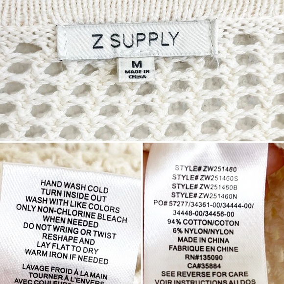BOGO! Z SUPPLY Yael Open Weave Sweater Sea Salt Cream Medium - Picture 9 of 10